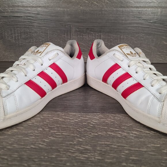 Adidas Superstar Men's Size 8.5 Shoes White Red Sneakers Shoes B27139 - Picture 7 of 12